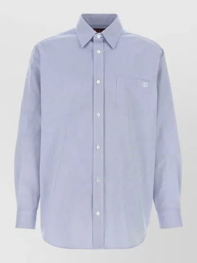Gucci Oxford Shirt Long Sleeves Button Down Collar In Blue