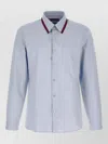 Gucci Oxford Shirt Web Collar Long Sleeves In Blue