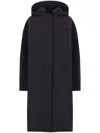 Gucci Adjustable Waist Hooded Coat In Black