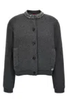 Gucci Padded Cardigan With Jewel Collar Sweaters And Cardigans Gray In Black