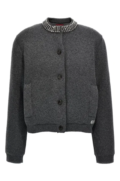 GUCCI GUCCI PADDED CARDIGAN WITH JEWEL COLLAR