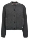 Gucci Padded Cardigan With Jewel Collar Sweaters And Cardigans Gray In Gray