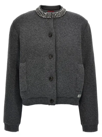 GUCCI GUCCI PADDED CARDIGAN WITH JEWEL COLLAR