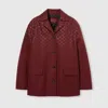 Gucci Padded Gg Canvas Jacket With Crystals In Burgundy