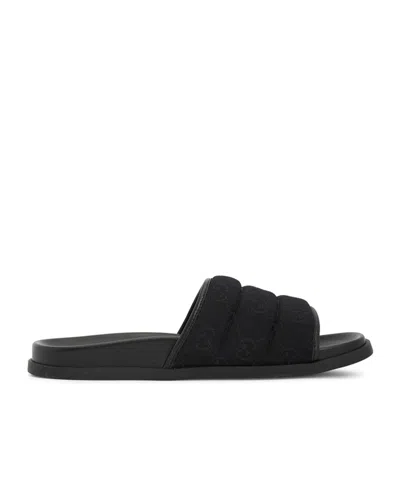 Gucci Gg-patterned Padded Slide Sandals In Black