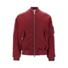 Gucci Padded Nylon Bomber Jacket With Chest Logo In Burgundy