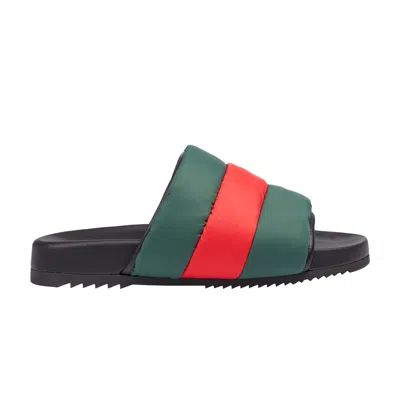 Pre-owned Gucci Padded Web Slide 'green Red'