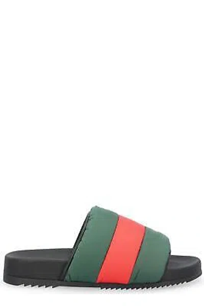 Pre-owned Gucci Padded Web Slide Sandals In Nero