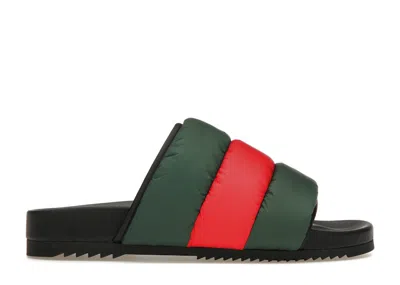 Pre-owned Gucci Padded Web Slide (women's) Sneakers In Green/red Web