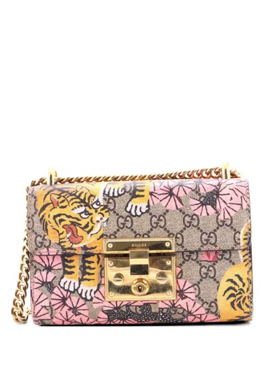 Pre-owned Gucci Padlock Bengal Print Gg Coated Canvas Small Shoulder Bag In Multi
