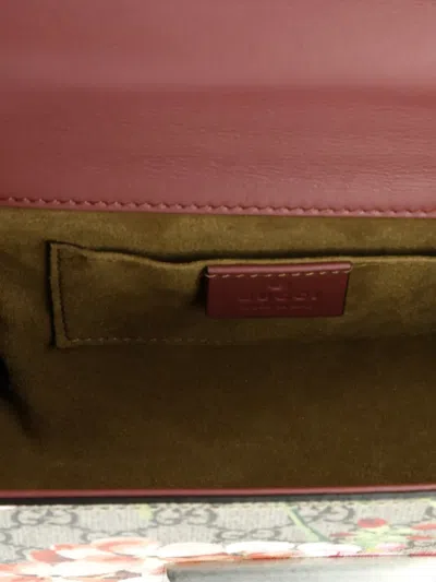 Pre-owned Gucci Padlock Blooms Print Gg Coated Canvas Small Shoulder Bag In Brown