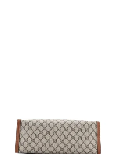 Pre-owned Gucci Padlock Chain Gg Coated Canvas With Leather Medium Tote Bag In Brown