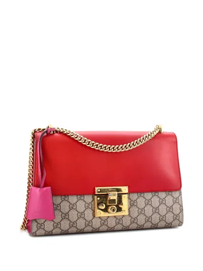 Pre-owned Gucci Padlock Gg Coated Canvas And Leather Medium Shoulder Bag In Brown