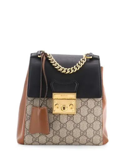 Pre-owned Gucci Padlock Gg Coated Canvas And Leather Mini Backpack In Brown