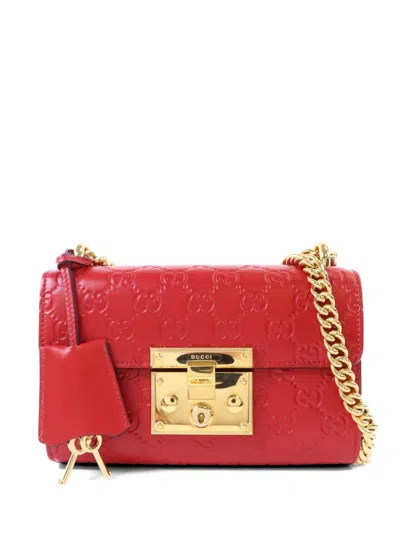 Pre-owned Gucci Padlock Gg Shoulder Bag In Red