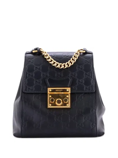 Pre-owned Gucci Padlock Ssima Leather Mini Backpack In Black