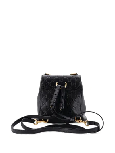 Pre-owned Gucci Padlock Ssima Leather Mini Backpack In Black