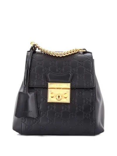 Pre-owned Gucci Padlock Ssima Leather Mini Backpack In Black