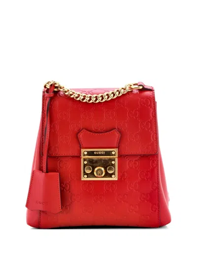 Pre-owned Gucci Padlock Ssima Leather Mini Backpack In Red