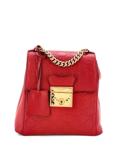 Pre-owned Gucci Padlock Ssima Leather Mini Backpack In Red