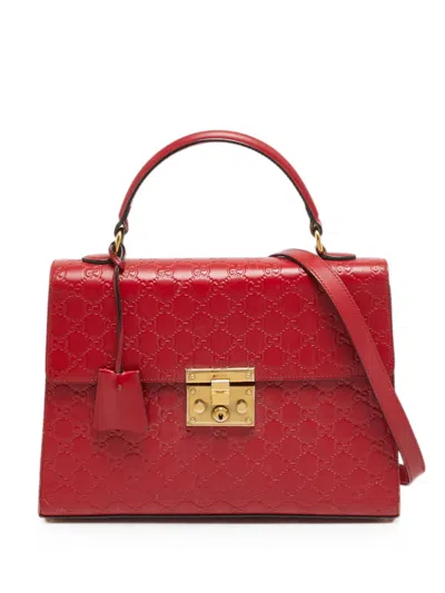 Pre-owned Gucci Padlock Ssima Tote Bag In Red