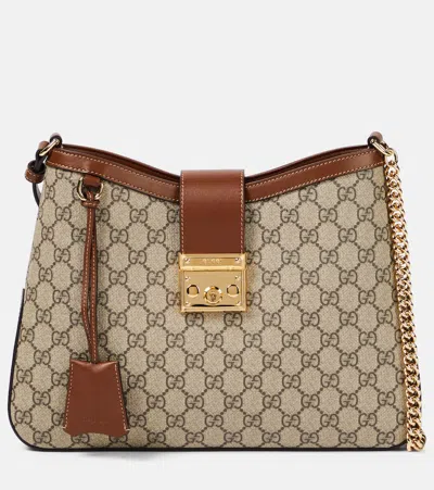Gucci Padlock Medium Gg Canvas Shoulder Bag In Brown