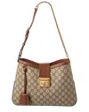 Gucci Padlock Medium Gg Supreme Canvas & Leather Shoulder Bag In Brown