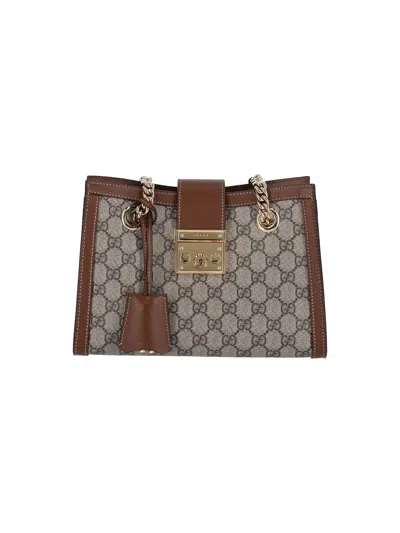 Gucci 'padlock' Medium Tote Bag In Sand
