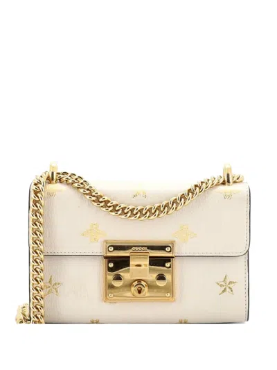 Pre-owned Gucci Padlock Printed Leather Small Shoulder Bag In Neutral