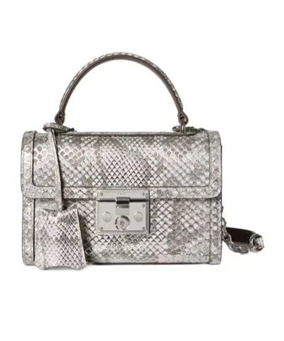 Gucci Padlock Python Small Top Handle Bag In Gray