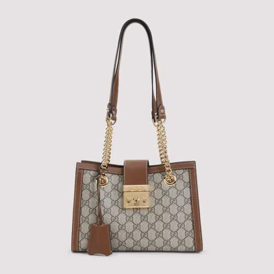 Gucci Beige Logo Shoulder Bag In Brown