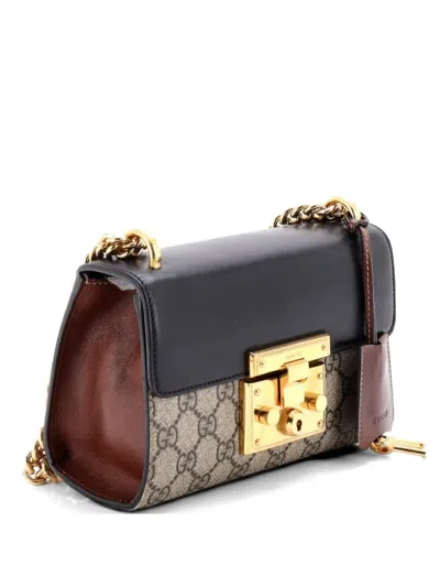 Pre-owned Gucci Padlock Shoulder Bag Gg Coated Canvas And Leather Small Crossbody Bag In Brown
