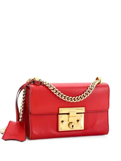 Pre-owned Gucci Padlock Shoulder Bag Leather Small Crossbody Bag In Red