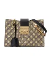 Gucci Padlock Small Gg Bees Shoulder Bag In Nude