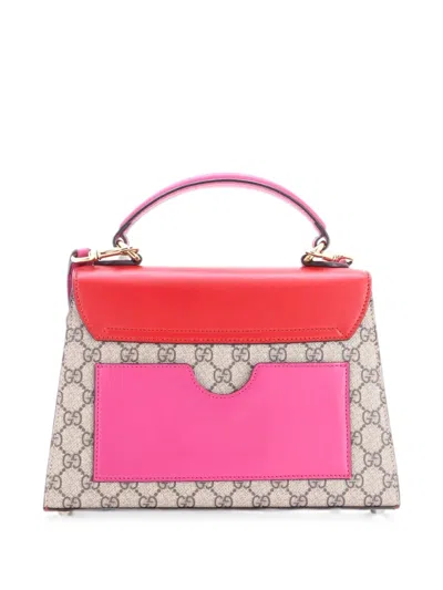 Pre-owned Gucci Padlock Top Handle Bag Gg Coated Canvas And Leather Small Satchel In Multicolour