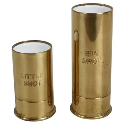 Pre-owned Gucci Pair Mid-century Italian Brass Shotgun Shell "big Shot" & "little Shot" Jiggers In Brown