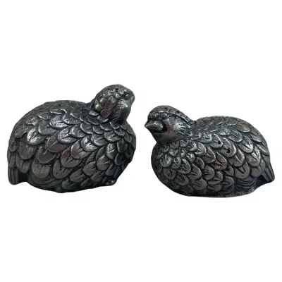 Pre-owned Gucci Pair Of  Silver Figural Quail Salt & Pepper Shakers, Italy, 1970s In Black