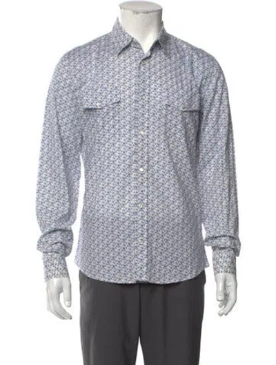 Pre-owned Gucci Paisley Print Long Sleeve Shirt In White