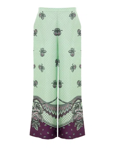 Gucci Palace Pants In Silk With Print  In Green