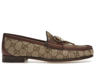 Pre-owned Gucci Palace X  Ggp Canvas Horsebit P Charm Sneakers In Beige