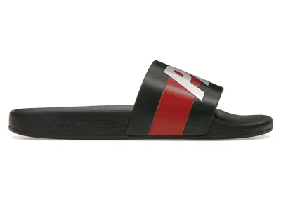 Pre-owned Gucci Palace X  Logo Web Slide Sandal (women's) Sneakers In Black