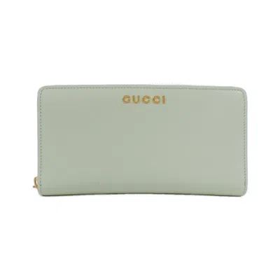 Pre-owned Gucci Pale Green Leather Long Wallet (bi-fold) ()