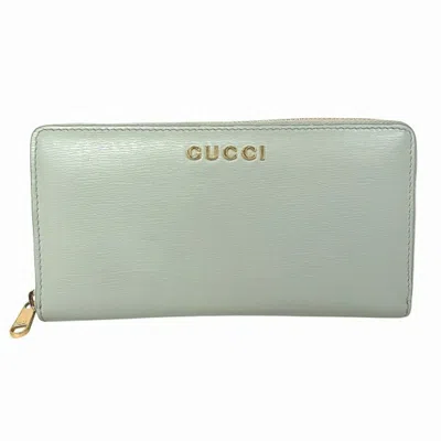 Pre-owned Gucci Pale Green Leather Long Wallet (bi-fold) ()