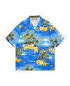 Gucci Palm Tree-print Bowling Shirt In Blue