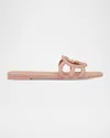Gucci Palma Gg Rubber Flat Slide Sandals In Brown