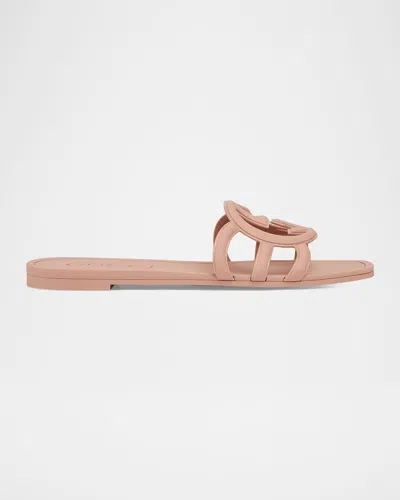 Gucci Palma Gg Rubber Flat Slide Sandals In Brown