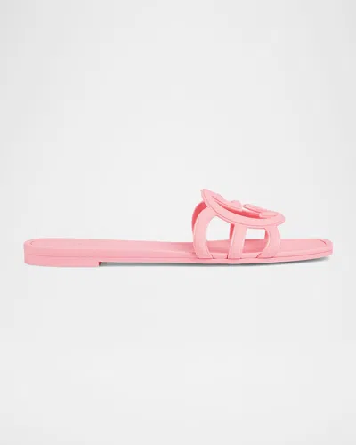 GUCCI PALMA GG RUBBER FLAT SLIDE SANDALS