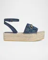 Gucci Paloma Gg Denim Platform Espadrille Sandals In Denim