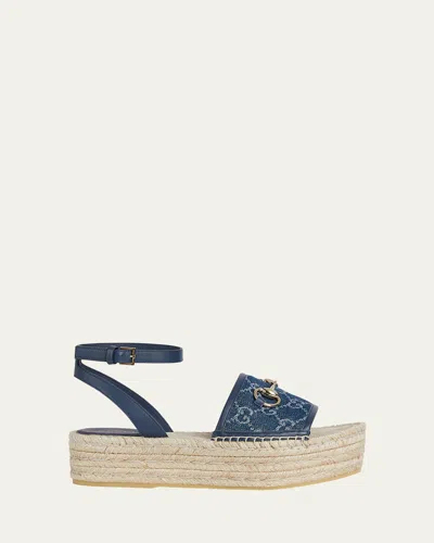 GUCCI PALOMA GG DENIM PLATFORM ESPADRILLE SANDALS