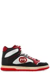 Gucci Men Multicolor Leather And Fabric Multicolor Sneakers In Blaofwhhredbla
